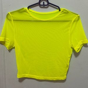 lime neon green mesh sheer top